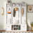 5-in-1 Entryway Bench with Coat Rack, 7 Sturdy Hooks, 2 Spacious Drawers and Adjustable Shelves, 58.8'' Wide Hall Tree with Metal Handles for Hallway, Entryway, Living Room-1710236027