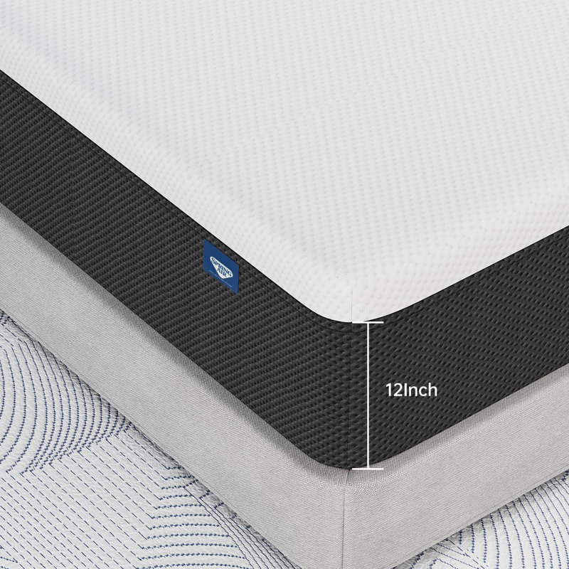 Shelburn 12" Plush Foam Mattress with Cooling Gel & Ergonomic Support, Made in USA, Twin XL