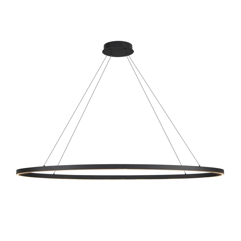 Luminaire suspendu roue de chariot à 1 lumière DEL Ovale, Noir, H 1,5 po x l 53,25 po x P 27,625 po