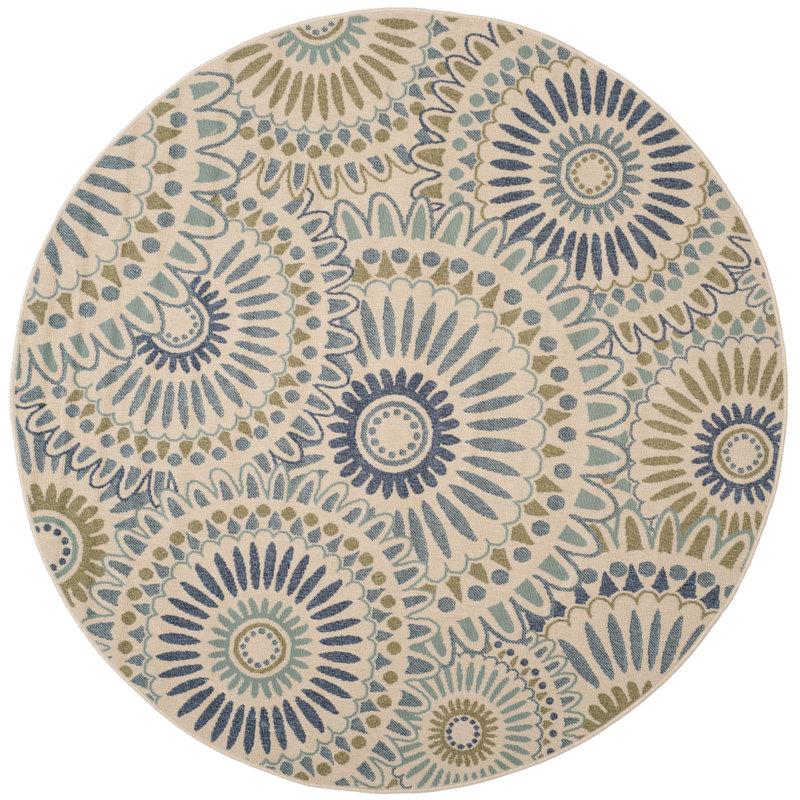 Attah Performance Floral Indoor/Outdoor Area Rug, Round 8'