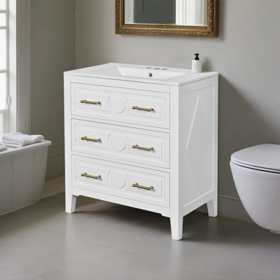 Meuble-lavabo noir élégant avec lavabo en céramique