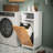 Bathroom Side Cabinet with Bamboo Front & Hamper - Natural/White