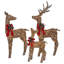 Pre-Lit Natural Rattan and Hemp Rope Reindeer Family - Set of 3