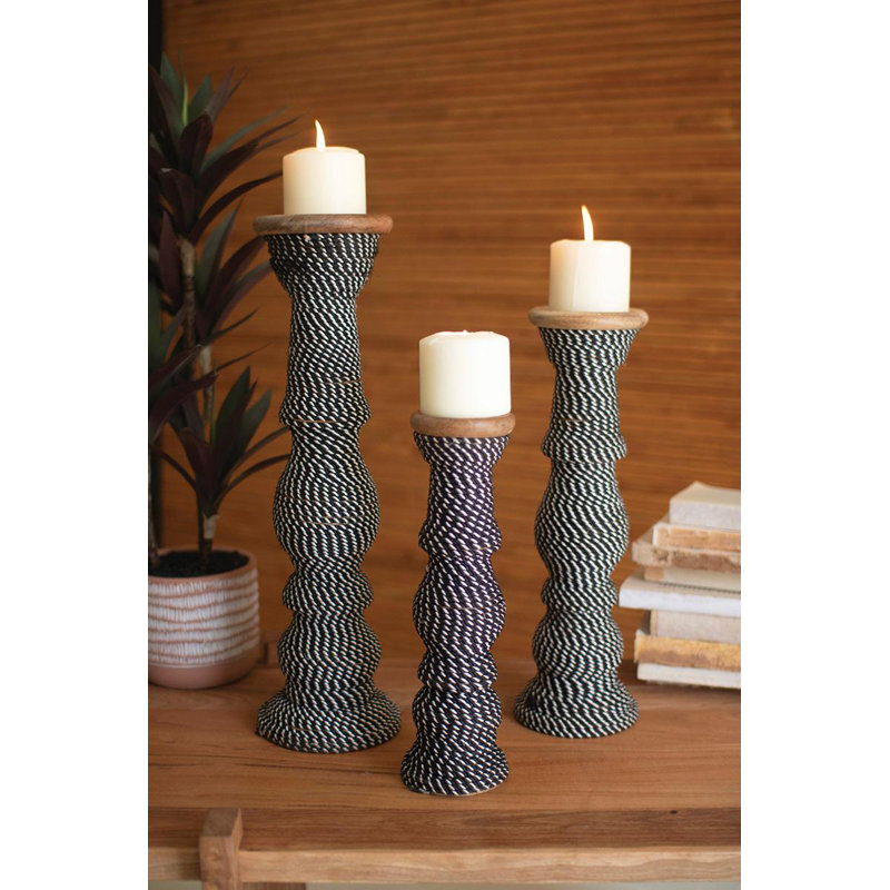 Ryker 19" H Cotton String/Wood Tabletop Pillar