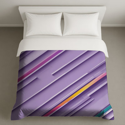 Housses de couette mauves à rayures diagonales