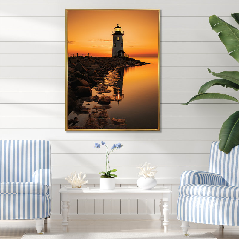 Port maritime «Solace I» sur toile, H 20 po x l 12 po x P 1 po, Cadre flottant doré