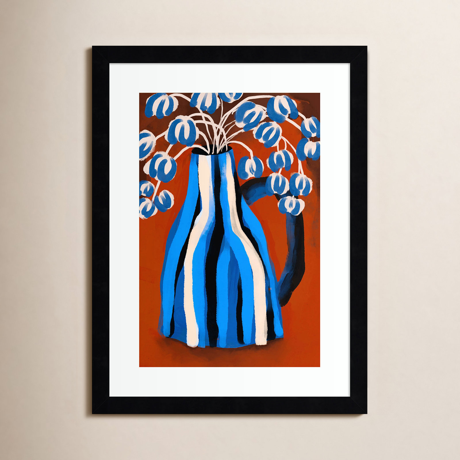 Galya "Striped Vase" Print by Treechild, Black, 17" H x 13" W
