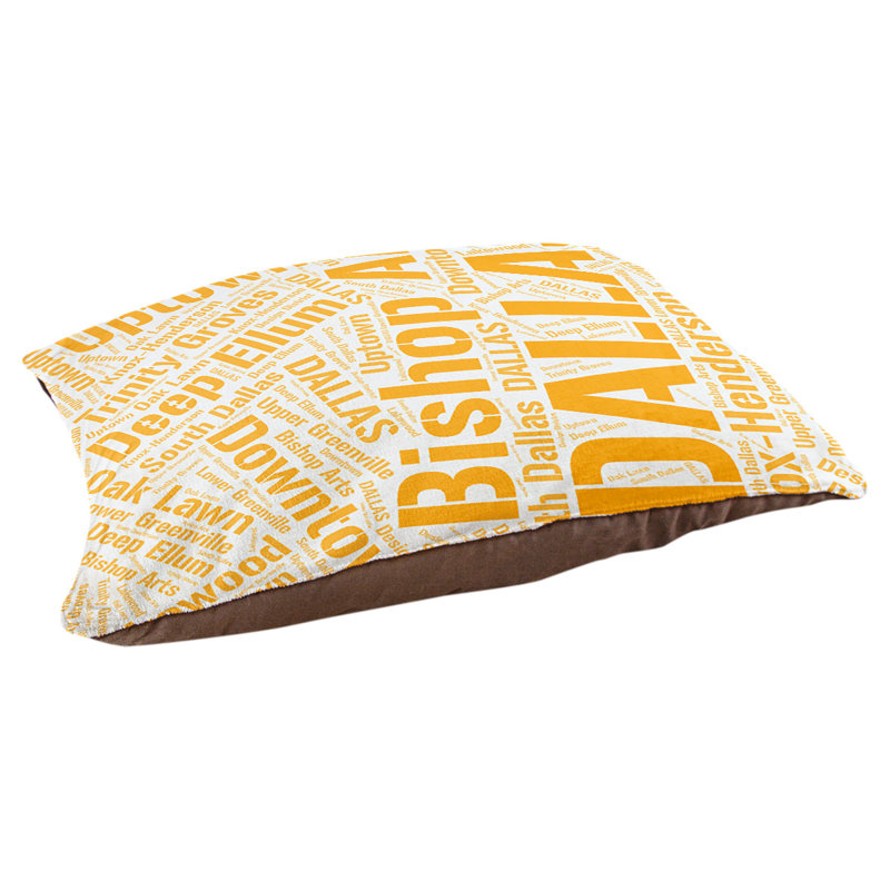 Coussin de chien « districts », Moyen (H 9,5 po x l 28 po x P 18 po), Orange, Dallas