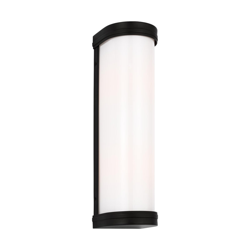 Aged Iron Cylinder Bathroom Vanity Light with Etched Glass