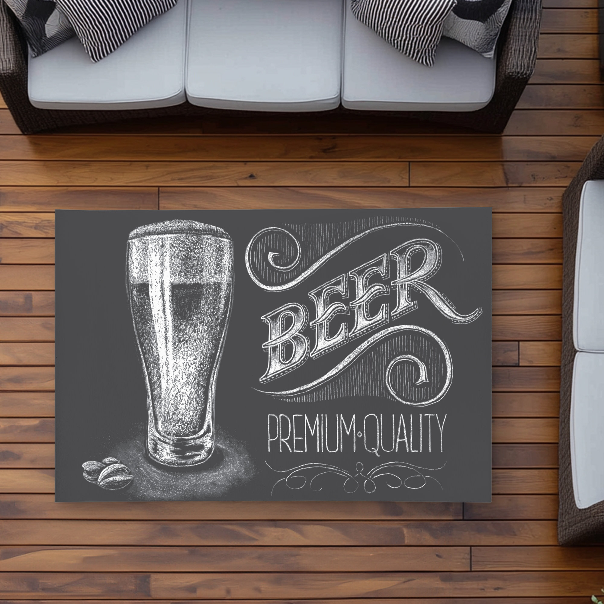 East Urban Home Vintage Beer Signboard | Man Cave Outdoor Area Rug ...