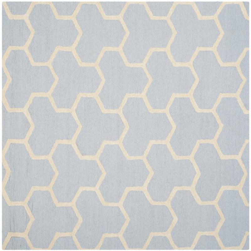 Deedgra Cambridge Hand Tufted Wool Geometric Rug, Square 6'