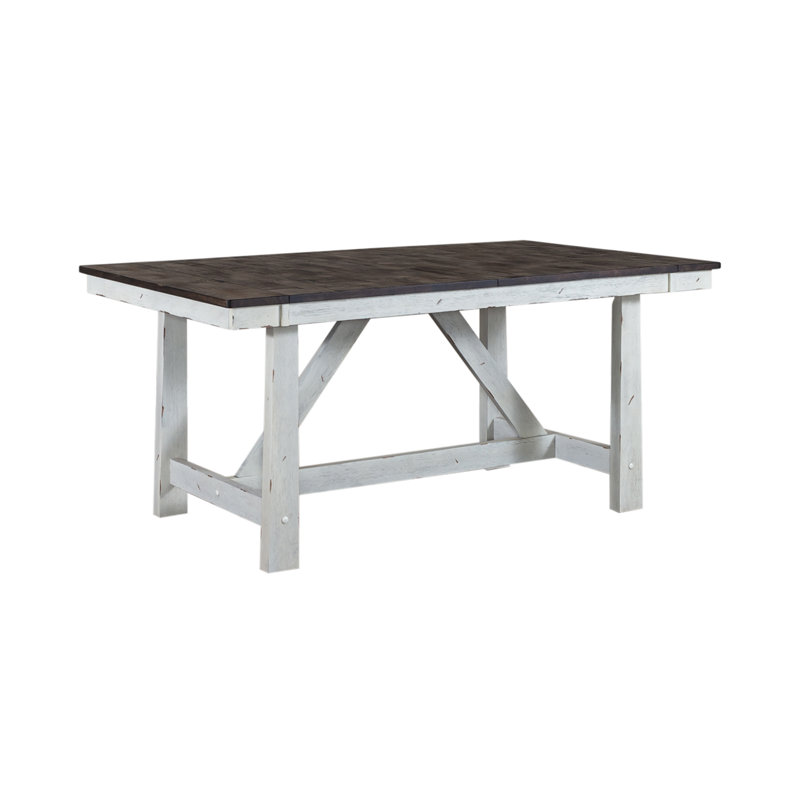 Table de salle à manger à tréteaux Scholten avec deux rallonges de 18 po