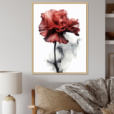 " Red Carnation On Monochrome Liquid Ink "