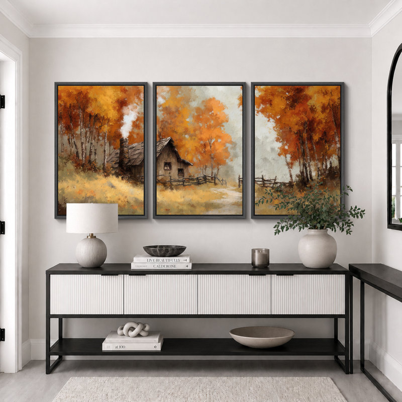 Tableau représentant un paysage automnal en forêt, impression giclée sur toile encadrée (3 pièces) - 61 x 91 cm (24 x 36 pouces)
