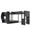 Lit superposé simple et double en L 3 en 1 avec bureaux intégrés, station de charge, échelles et tiroirs de rangement, panneau perforé, lumière DEL, noir-129180794