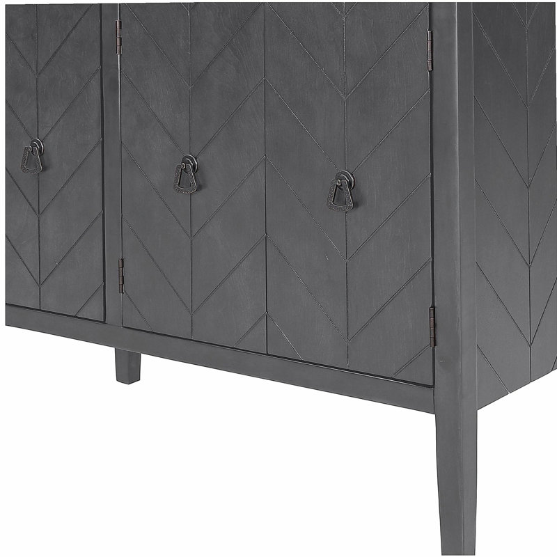 U-Style Adjustable Shelf Storage Side Cabinet, with 3 Retro Metal Handles and 4 Pine Legs, Suitable for Entrances, Living Rooms, Studies, Dining Rooms