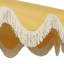 Parasol d'extérieur à frange bohémienne de 9 pi avec manivelle et inclinaison Collins, pavillon jaune moutarde / crème festonné résistant aux rayons UV, mât blanc-1430827844-1422570732