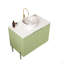 Meuble-lavabo de salle de bain 30 po avec lavabo, meuble de rangement autoportant avec 2 portes, lavabo rond en céramique avec motif en pierre et comptoir de Carrare, sans robinet