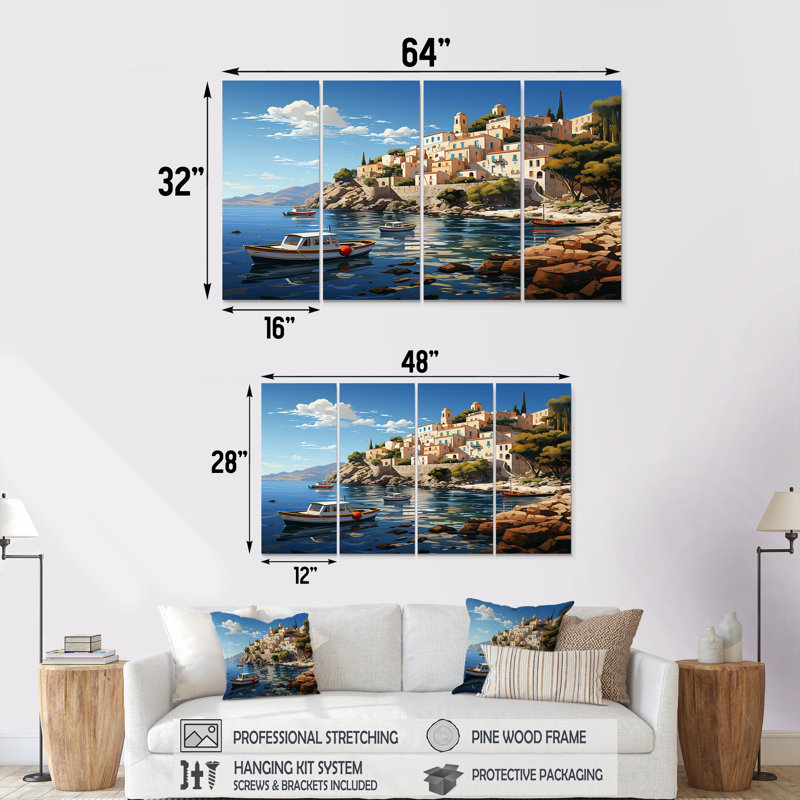Ensemble d'art mural mural 4 pièces Capri, H 32 po x l 64 po