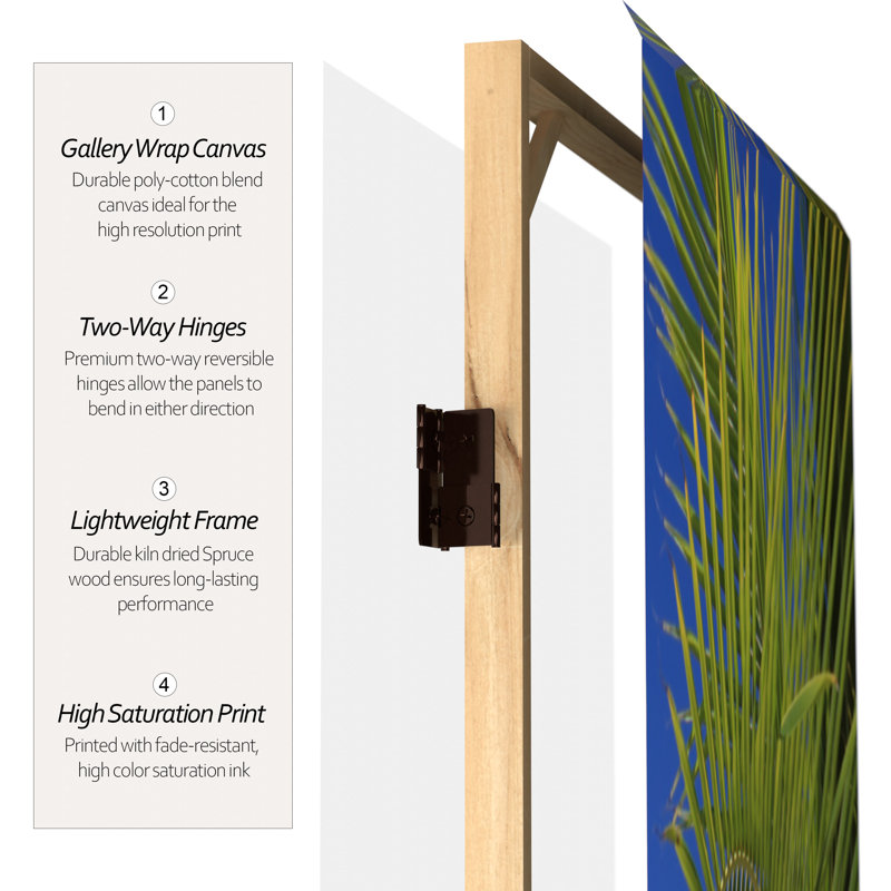 72" x 63" Double Sided Ocean 4 Panel Room Divider, 71" H x 64" W