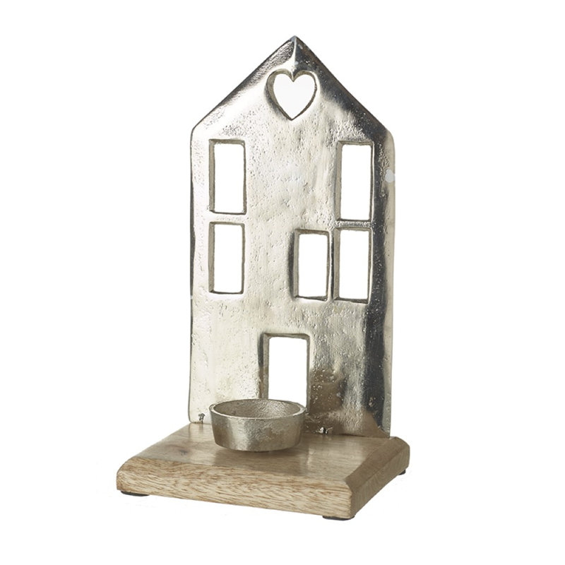 Silver House T Light Holder