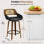 Tabourets de bar à hauteur de comptoir, tabourets de bar pivotants rembourrés avec dossiers en rotin et pieds en bois massif, hauteur du siège de 66 cm (ensemble de 2)-2118800554-2118800553