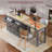 74.5 Inch Kitchen Island With Extendable Dining Table ,Wheels With Spice Rack And 2 Drawers-349422835-349422838