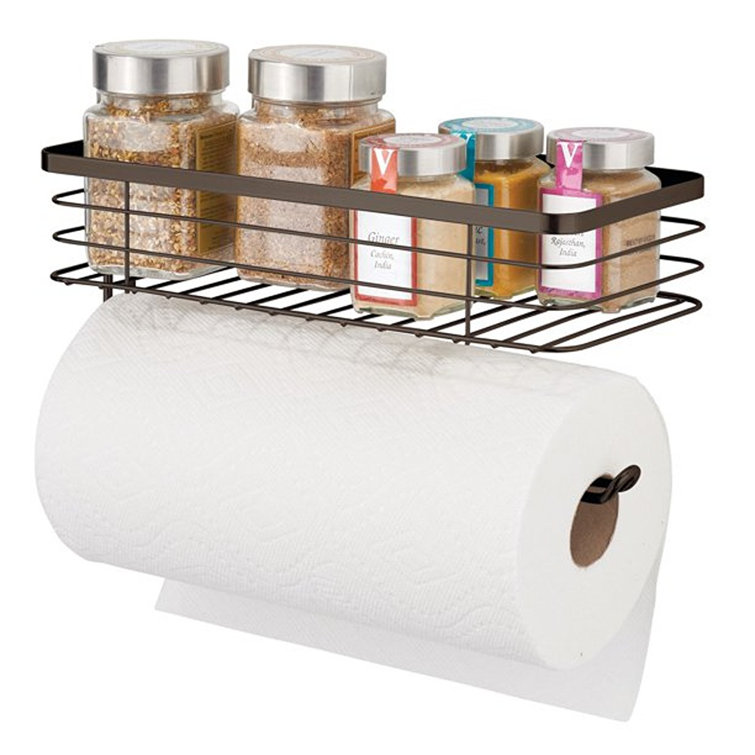 mDesign Metal Wall Mount / Under Cabinet Paper Towel Holder for