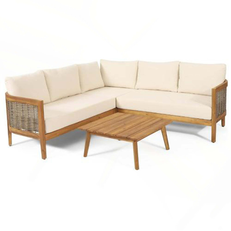 Ensemble de conversation pour canapé 4 pièces avec coussin beige Crowne