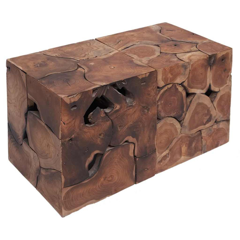 2 tabourets vidaXL en bois de teck massif brun 40 x 40 x 45 cm