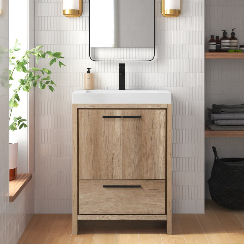 Enfield 24.02'' Single Bathroom Vanity with Top, Natural Oak