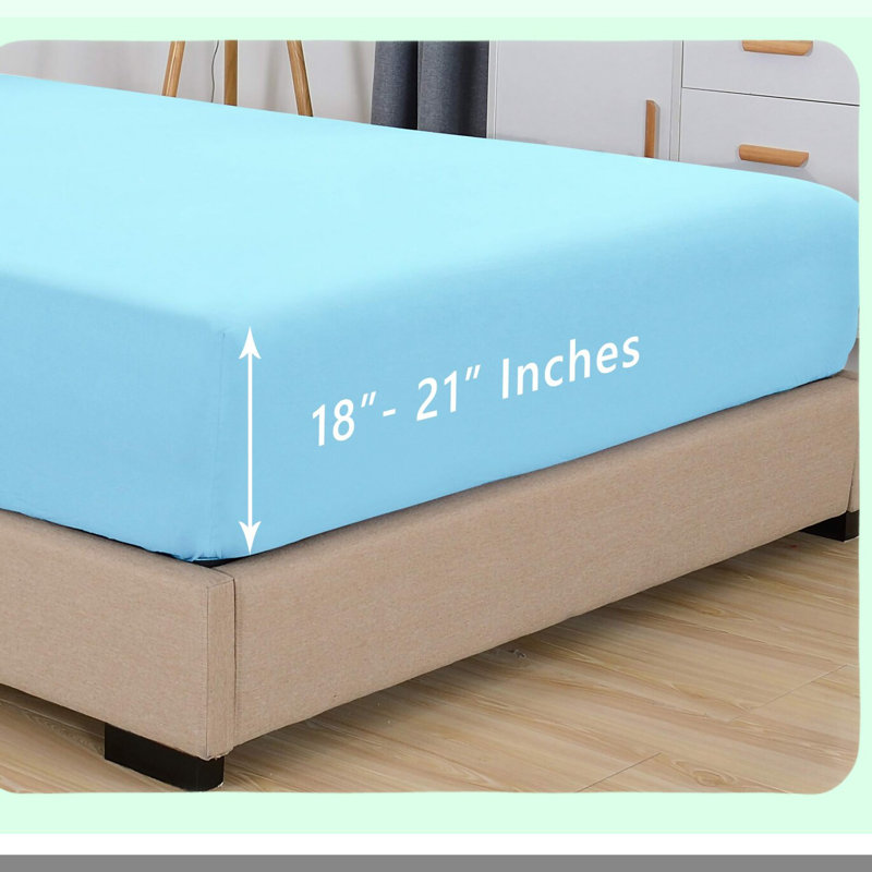 Luxury Aqua Blue Deep Pocket Fitted Sheet - Premium Hotel Quality Softest 1500 Thread Count Smart Pocket - Queen Size 18" 21" Extra Deep Mattress Cover