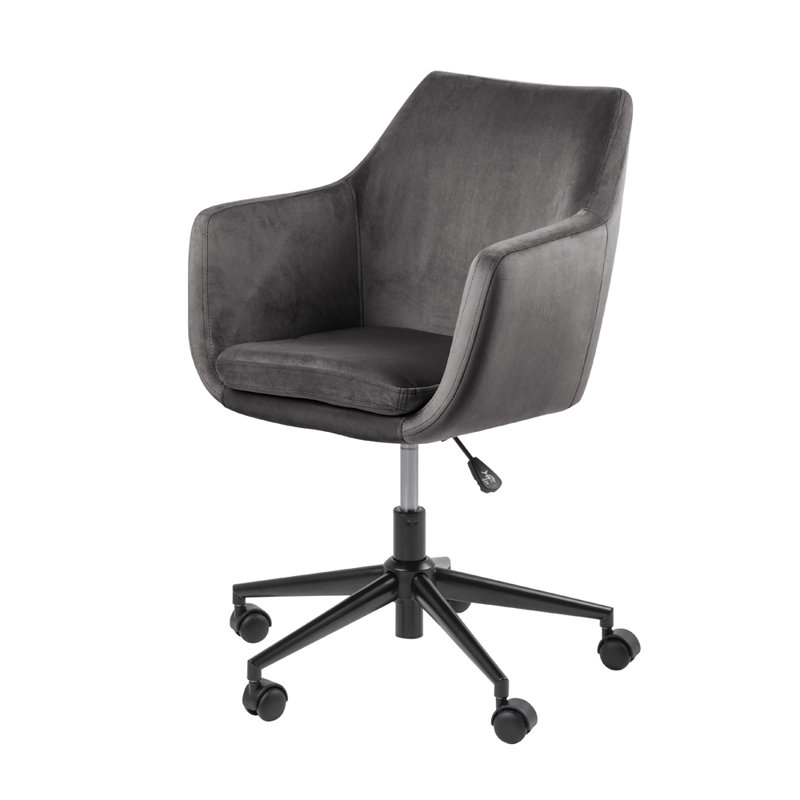 Ritenour Velvet Office Chair, Dark Grey