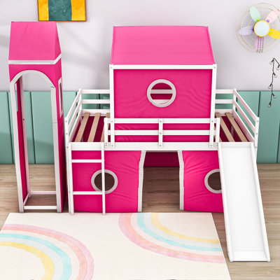 Loft Bed With Slide, Tent And Tower, Castle Inspired Design