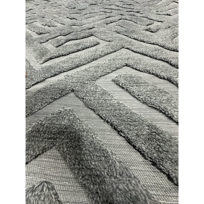 Nyeim Machine Washable Living Room Rug Design 7777 - Grey, 5X8 (5'2"X7'5")