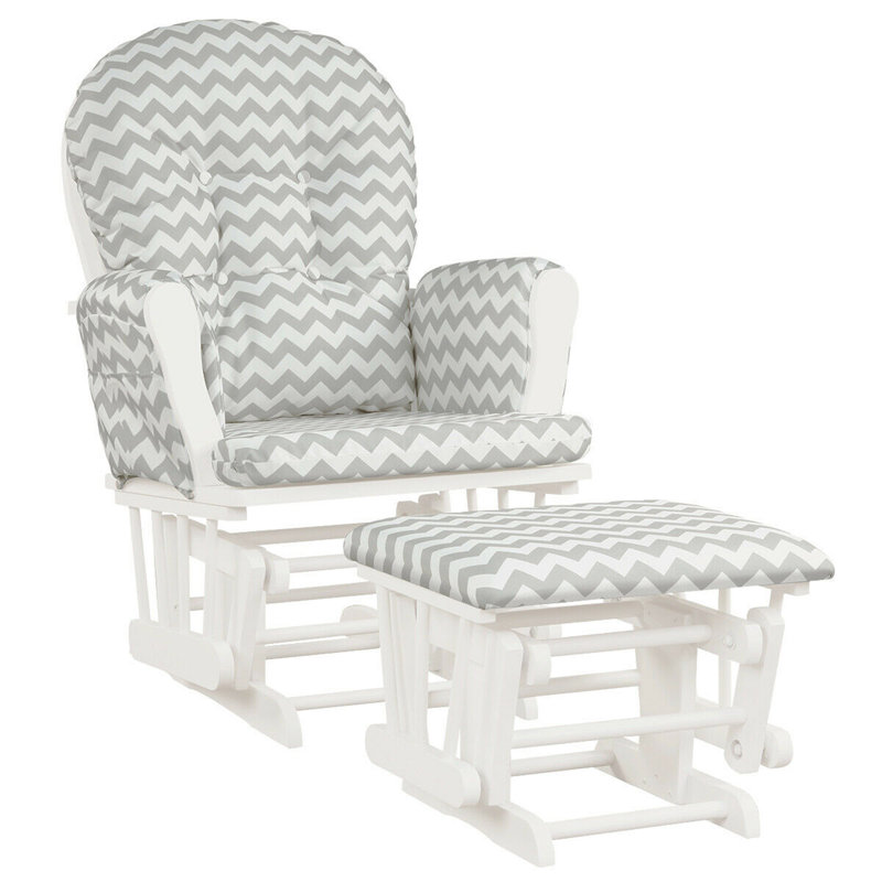 Ensemble de chaise berçante, fauteuil berçant et repose-pieds avec coussin