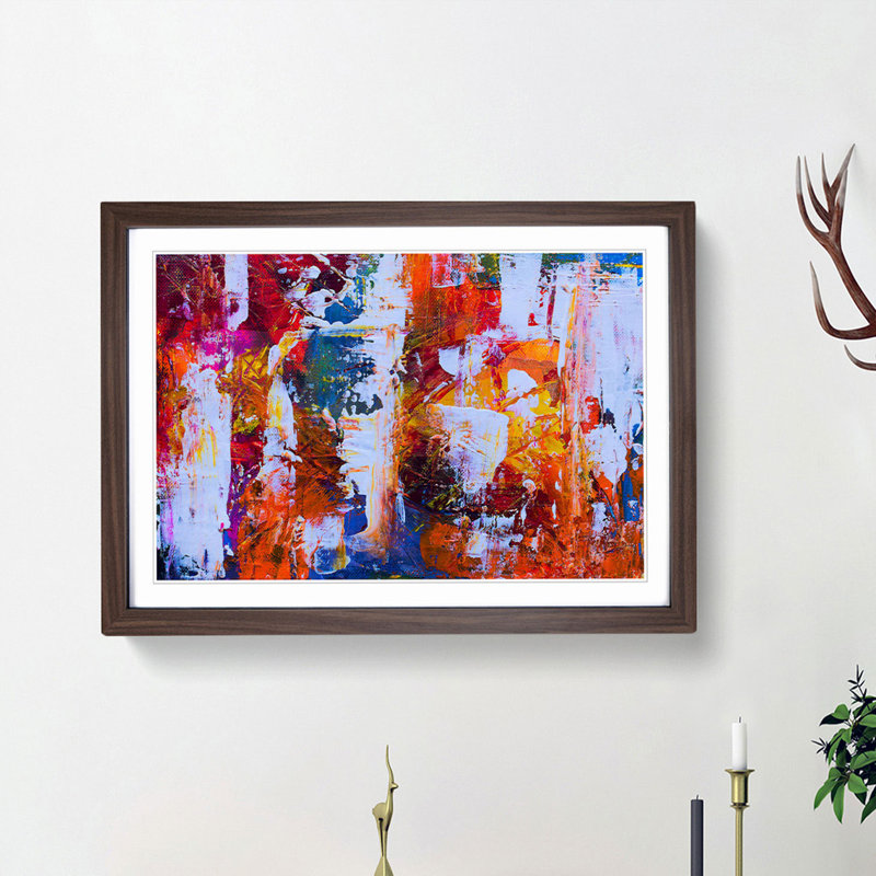 Abstract Vol.374 by S.Johnson - Picture Frame Painting Print, 27cm H x 36cm W x 2cm D, Walnut Framed