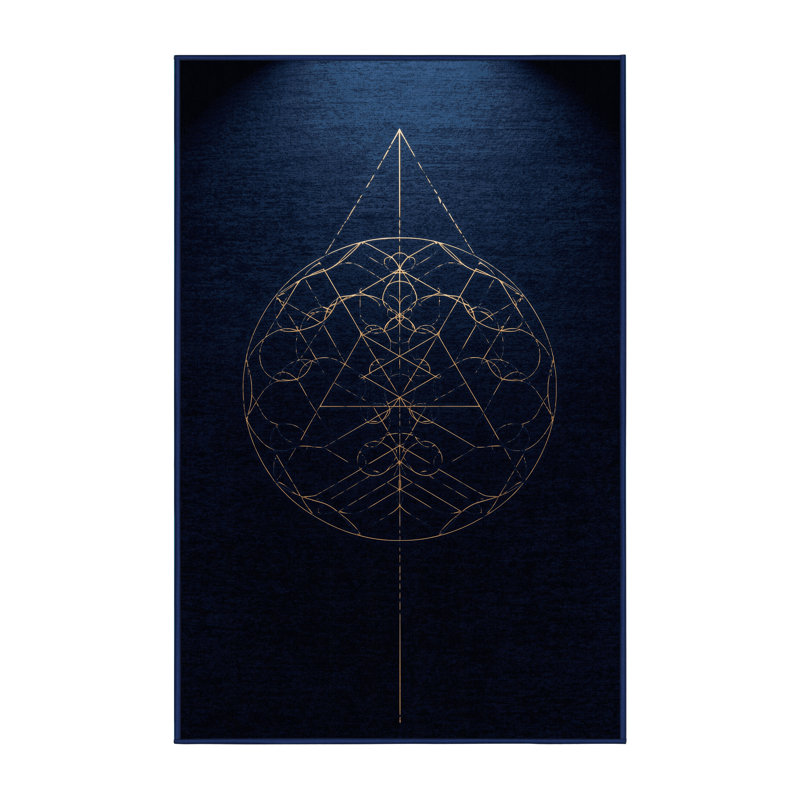 Tapis bleu doux et moelleux à motif géométrique Pitkin, 3 x 5