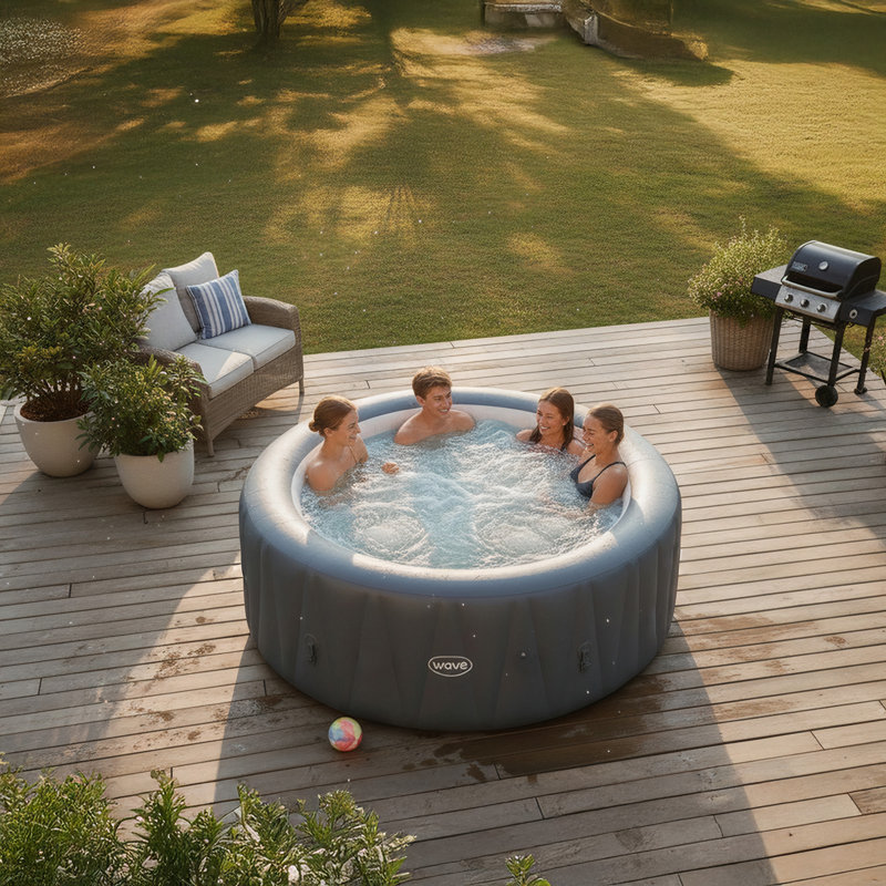 Metro Lane Chyenne Polyvinyl Chloride (PVC) Round Inflatable Hot Tub, Grey
