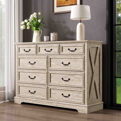 (9 po de largeur) Commode 9 tiroirs pour chambre à coucher Farmhouse