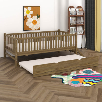 Lit plateforme simple en bois avec garde-corps et lit gigogne, lit pour enfant avec échelle pour chambre à coucher, base de lit pour enfants Montessori