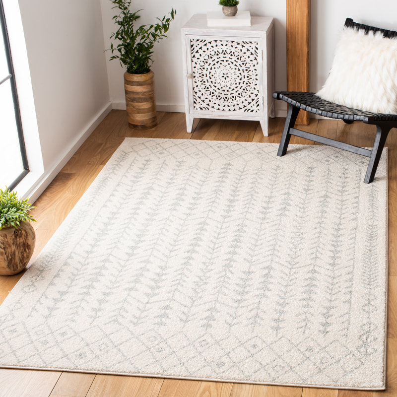 Tapis ivoire / gris clair Dildy Southwestern, Rectangle 4 pi x 6 pi