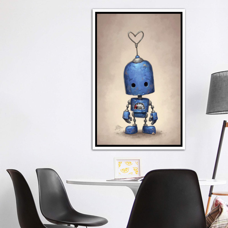 Décoration murale bleue pour enfants, H 60 po x l 40po x P 1,5 po, Toile blanche encadrée