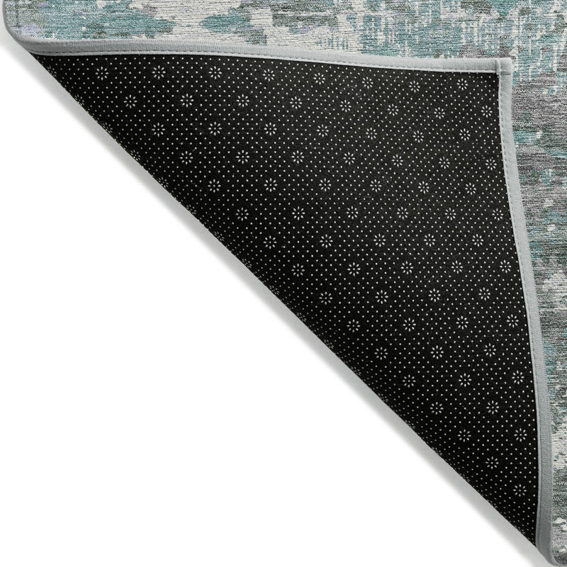 Tapis d'extérieur lavable abstrait bleu et bleu sarcelle 3 pi x 5 pi