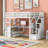 Loft Bed With Desk,Shelves,Two Built-In Drawers And Storage Staircase-408631756-426020751