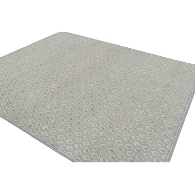 Rug & Kilim’S Modern Block Print Rug In Blue And White Floral Pattern