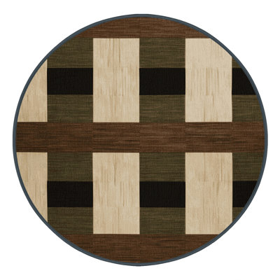 Machine Washable Checkered Brown Area Rug