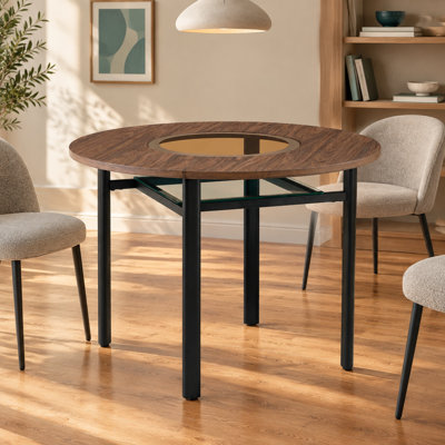 Table de salle à manger ronde moderne en verre trempé blanc de 42 pouces