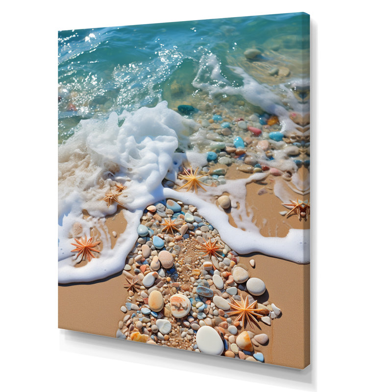Xhuliana Turquoise Beach Seashell II, H 44 po x l 34 po x P 1,5 po, Toile tendue