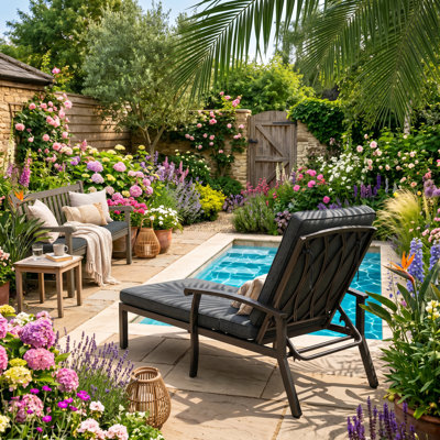 Méridienne de patio inclinable en fonte d'aluminium gris l 24 po x P 42 po x H 13 po Hifine